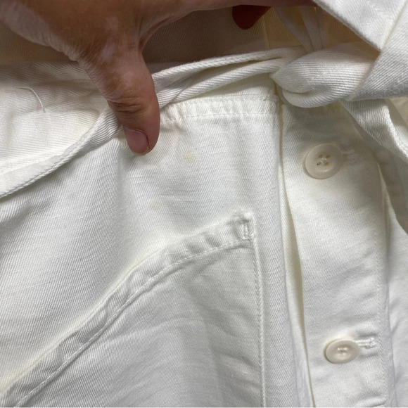 NILI LOTAN White Ariana Tie Front Utility Belted Playsuit Romper XS Cotton Linen - Picture 8 of 15